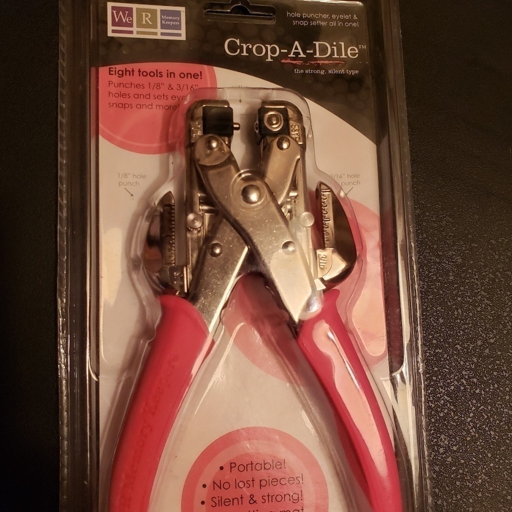 Crop-a-dile hole puncher, eyelet & snap setter